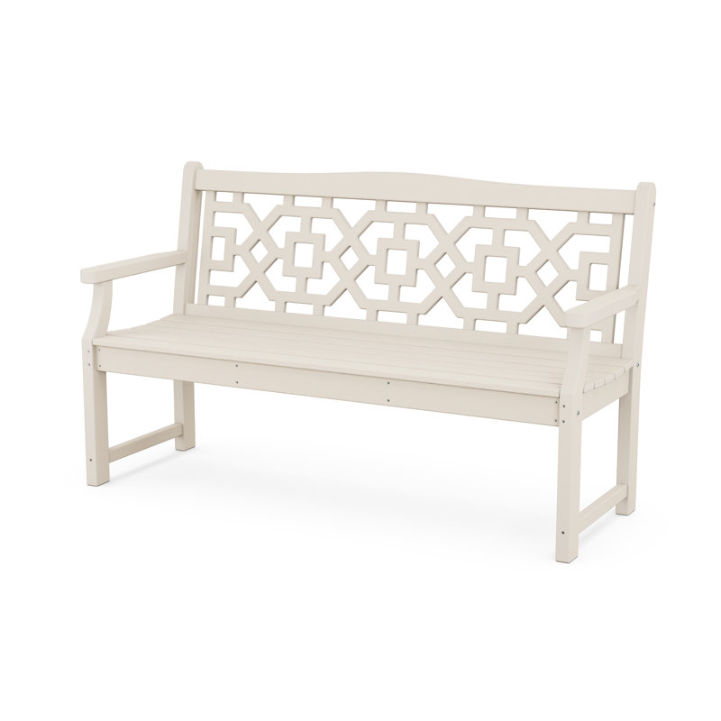Banc d'extérieur Chinoiserie, H 34,95 po x l 59,43 po x P 23,21 po, Sable