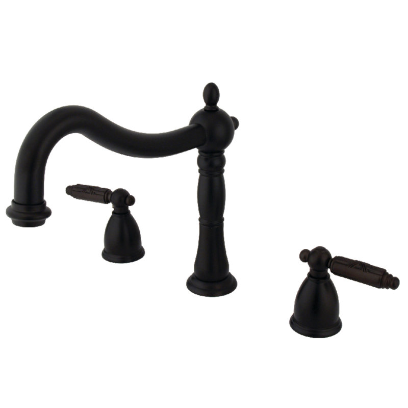 Kingston Brass Georgian Two-Handle 3-Hole Deck Mount Roman Tub Faucet, Oil Rubbed Bronze