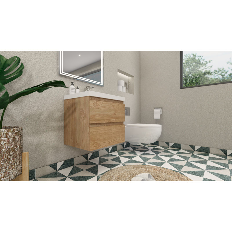 Aylanna Single Bathroom Vanity with Acrylic Top, New England Oak