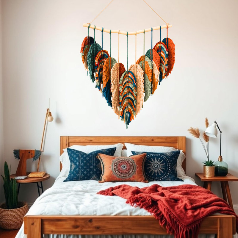 Décoration murale Boho - Grande décoration murale en macramé - Décoration de chambre à coucher Boho - Tapisserie pour chambre à coucher - 31 po x 39 po