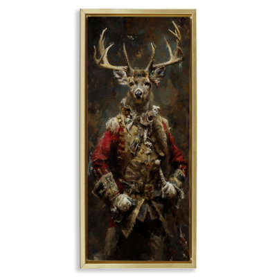 Regal Deer Portrait Framed Floater Canvas Wall Art by Sean Parnell