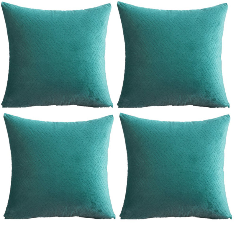 Geometric Velvet Reversible Pillow Cover, Teal