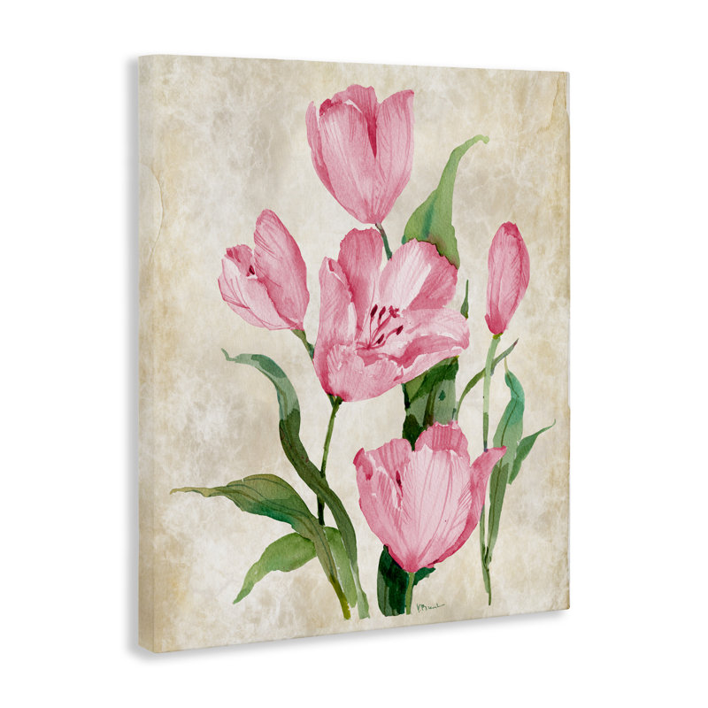 Floral Journal, tulipes roses, toile par Paul Brent, H 20 po x l 16 po