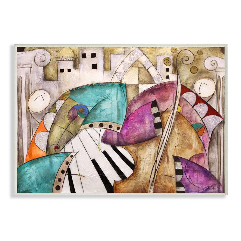 « couleur geometry abstract painting band painting », impression sur toile, H 13 po x l 19 po x P 0,5 po, Bois