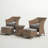 Acuna All-Weather 5 Pc Outdoor Set with 17"H Accent Table With Glass Top 2 Chairs 2 Ottomans