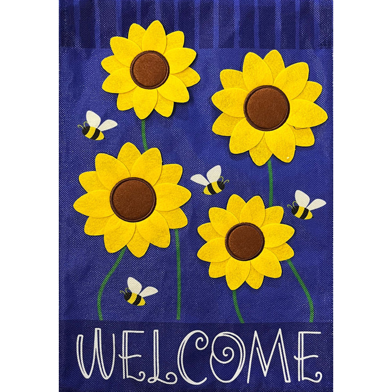 Drapeau de tournesols et abeilles, Plantes et fleurs
