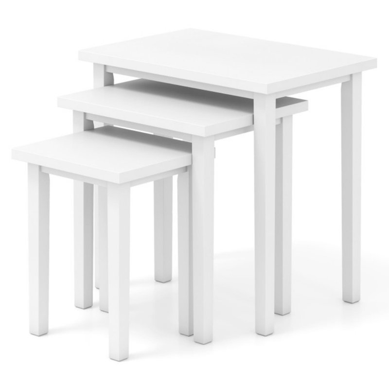 Ensemble de tables d'appoint 3 pièces Farmhouse, Blanc