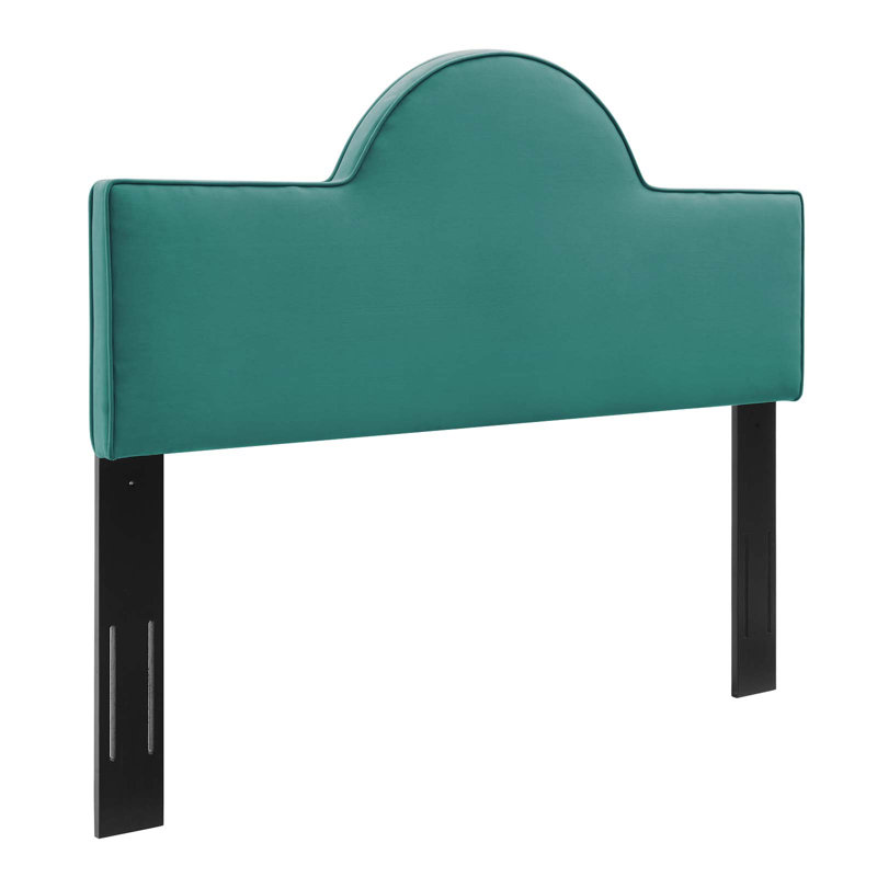 Tête de lit en velours Dawn Performance, Tissage uni bleu sarcelle, Simple
