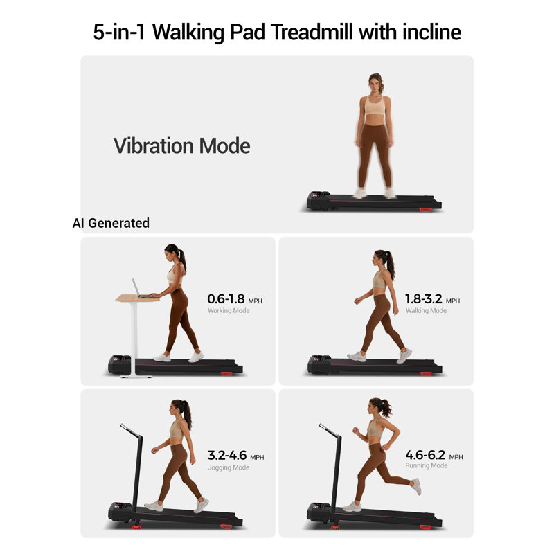 UMAY Portable Walking Pad & Treadmill, 14% Incline, 3.0 HP Motor, 120 kg Max User Weight, Remote Included