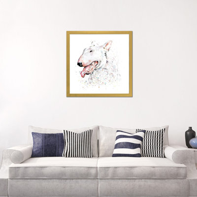 Bull terrier blanc par Edwatercolours-impression