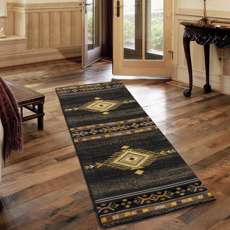 Black 2 Ft. X 3 Area Rug, Motifs, Polypropylene, Stain , For Frequent Footfall 2x3 Ft., Polypropylene Fabric, Intense Use