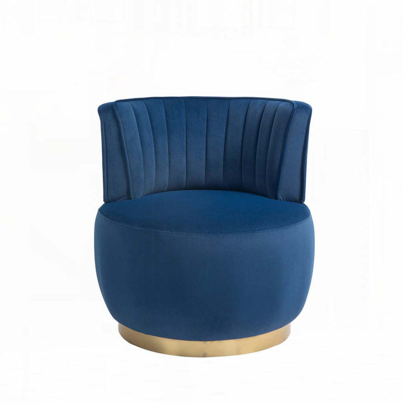 Accent Swivel Armchair Barrel Chair, Navy Velvet