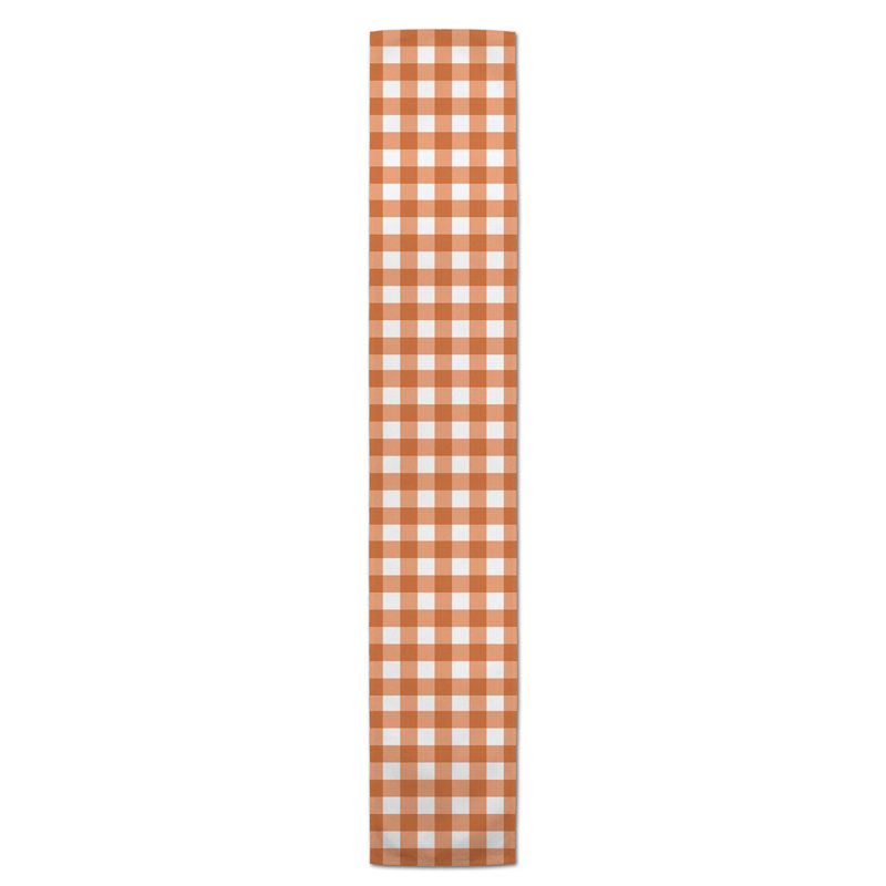 Chemin de table Doster, Orange, 90 po x 16 po, À carreaux