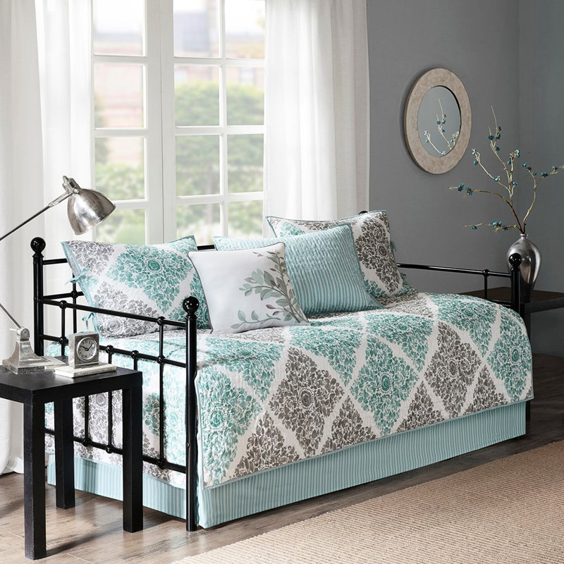 Housse de lit de jour - 6 pièces de matelas simple réversible pour 1 housse, 3 taies décoratives, coussin décoratif, aspect moderne