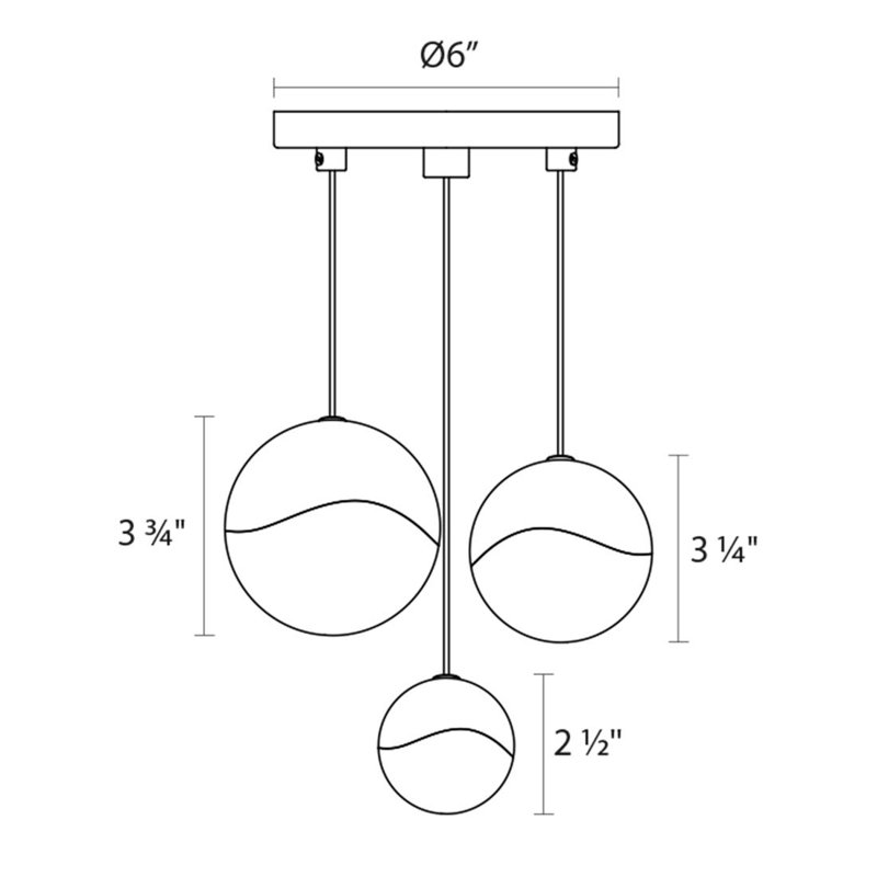Grapes 3 - Light LED Cluster Pendant, Polished Chrome, 3" H x 8" W x 8" D 