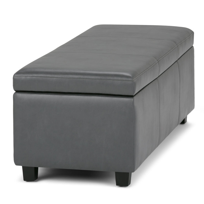 Stone Gray Contemporary Bench Ottoman with Inner Storage