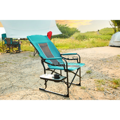 Blue Portable Folding Camping Chair - Heavy Duty With Side Table For Picnic, Lawn, Tailgating Car Travelling, Outdoor