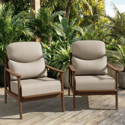 6 Inch Thick Outdoor Patio Chair Cushion, Seat & Back Cushions with Beige Covers(Set of 2)