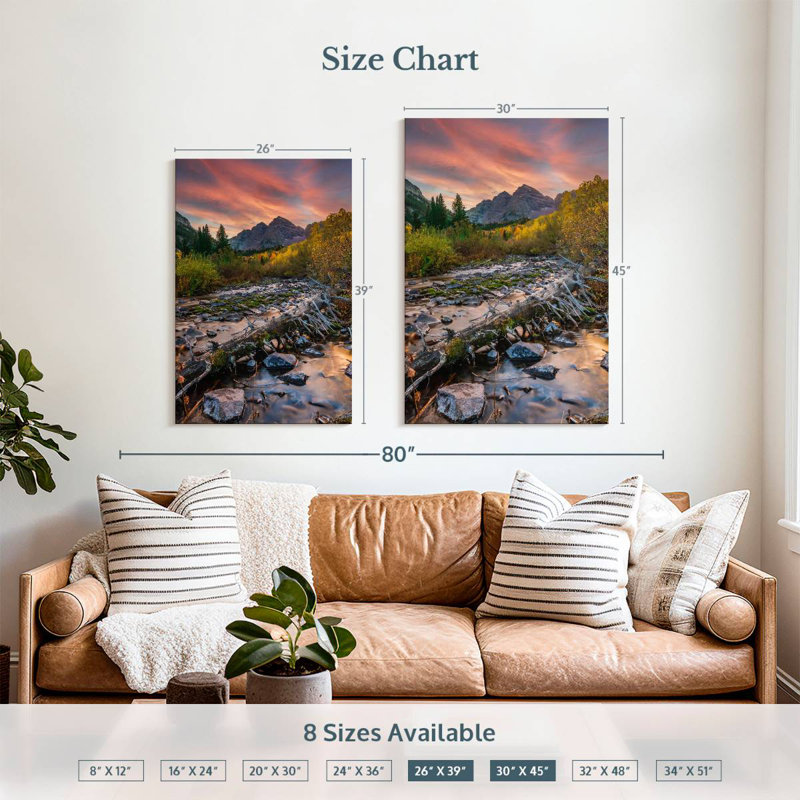 Alvord Creek Near Maroon Bells, 39" H x 26" W