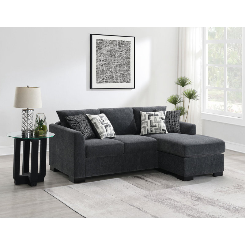 Canapé-lit modulaire rembourré Bevis gris foncé, Gris foncé