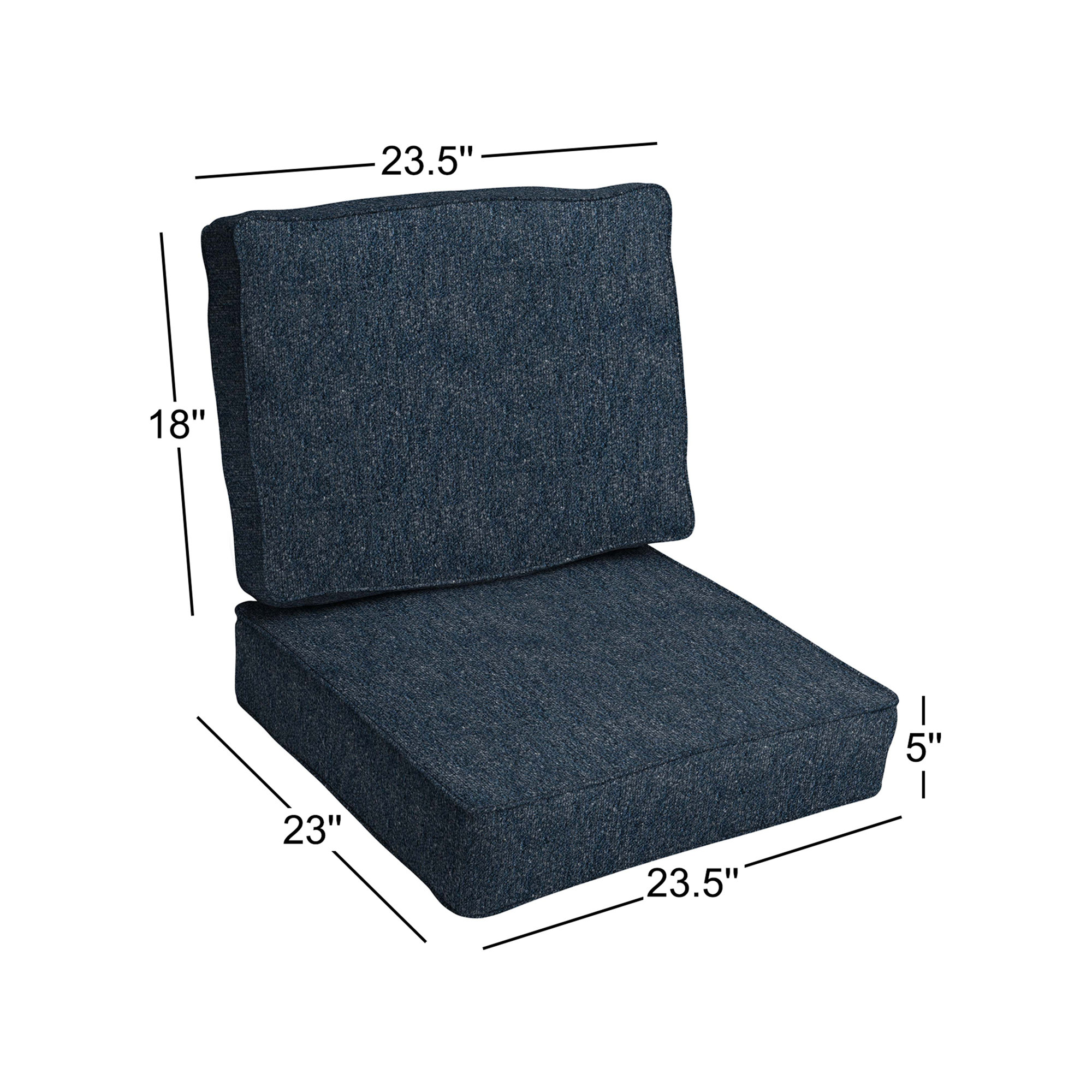 Sunbrella Indoor/Outdoor Chair Cushion, Ivory/Gray, 5", 23.5" x 23"
