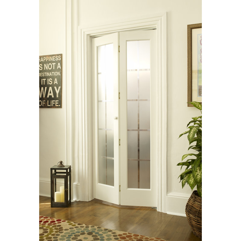 Porte pliante en verre, 32 po x 80,5 po, Bois brut