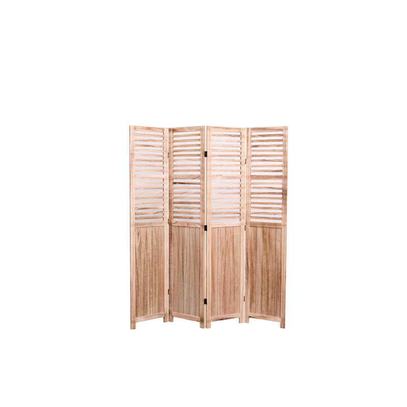 Cloison pliante en bois massif 4, l 55,2 po x H 65 po, ton naturel, charnières en métal pour un contrôle et un effort sans effort, améliore le paravent intérieur, l'apparence, le pliage simple, embellit
