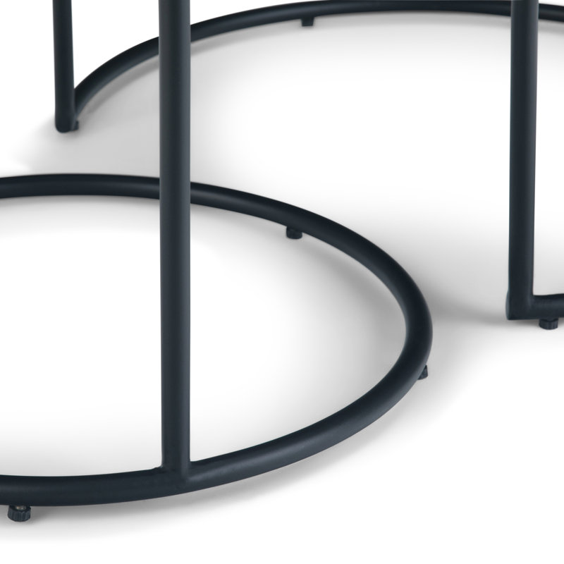 Black Round Metal 2-Piece Nesting Tables