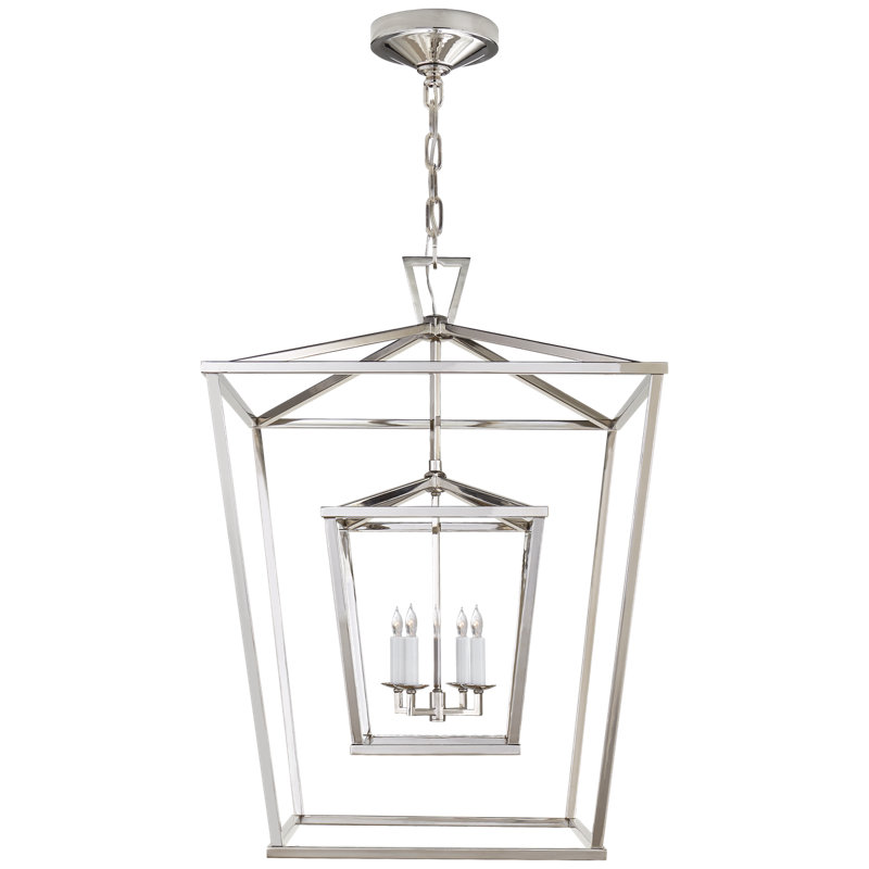 Chapman & Myers Darlana Large Double Cage Lantern, Polished Nickel, 34" H x 24" W x 24" D