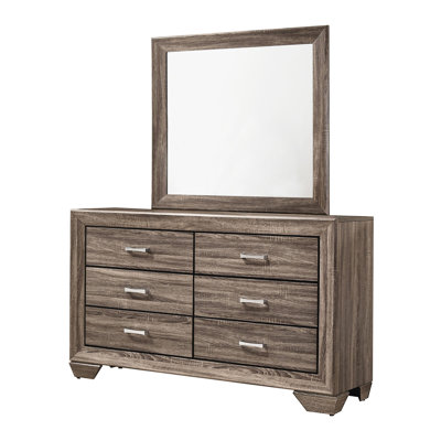 6-Drawer Dresser With Mirror Washed Taupe