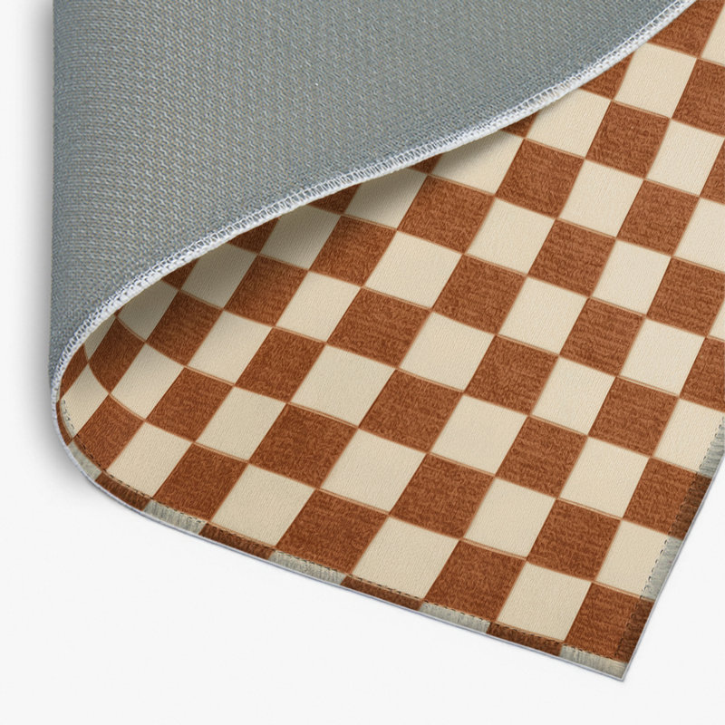 Tapis d'intérieur et d'extérieur à carreaux brun, Rectangle 4pi x 6 pi