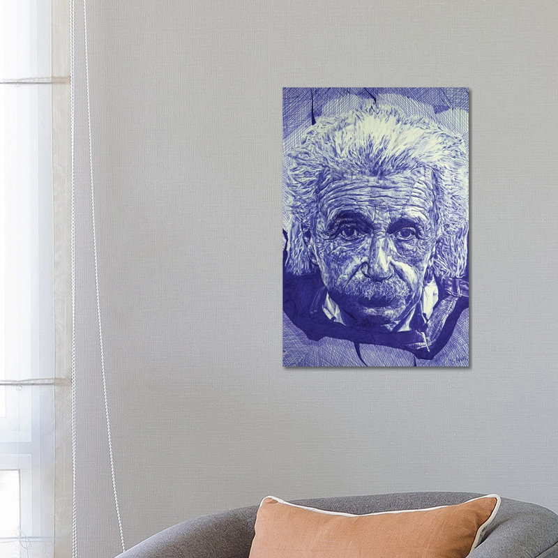 « Einstein Ballpoint Pen » par Ben Heine-impression d’art graphique, Toile tendue, Pas de tapis, H 26 po x l 18 po x P 1,5 po