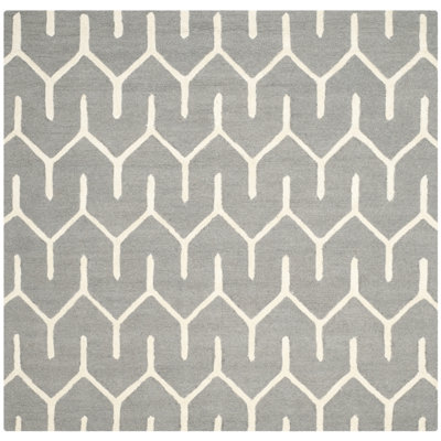 Tapis gris foncé / ivoire en laine touffeté à la main Deedgra