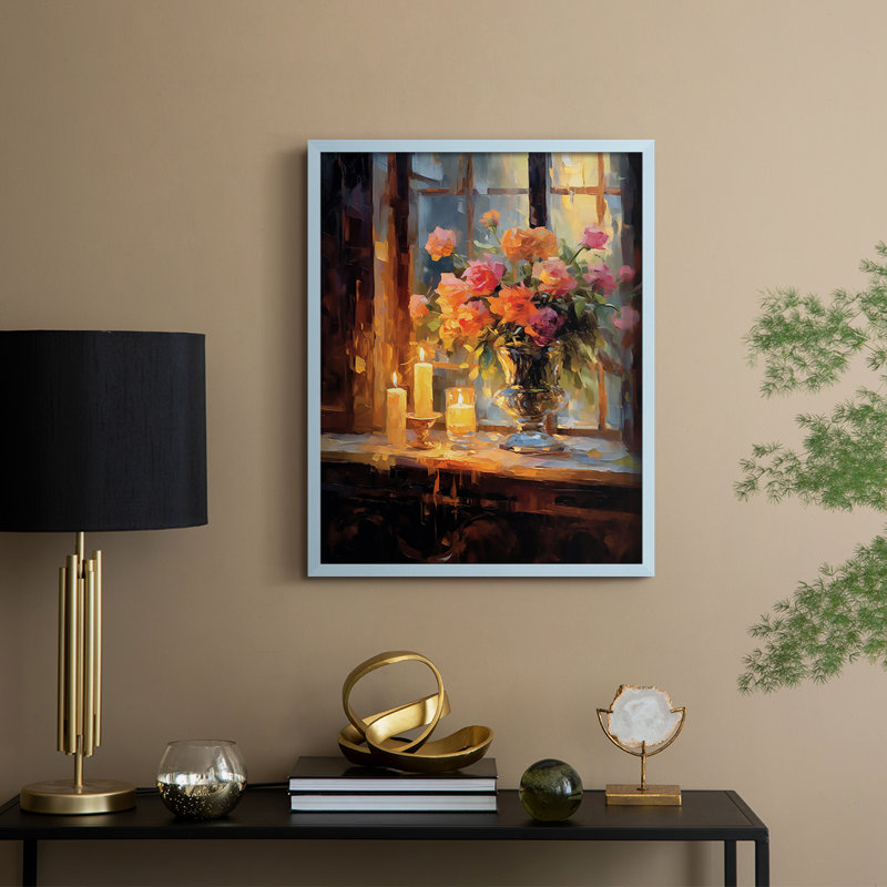 FLORAL Series DCCLXVII Framed Print - Solid Wood, 15" H x 12" W, Blue