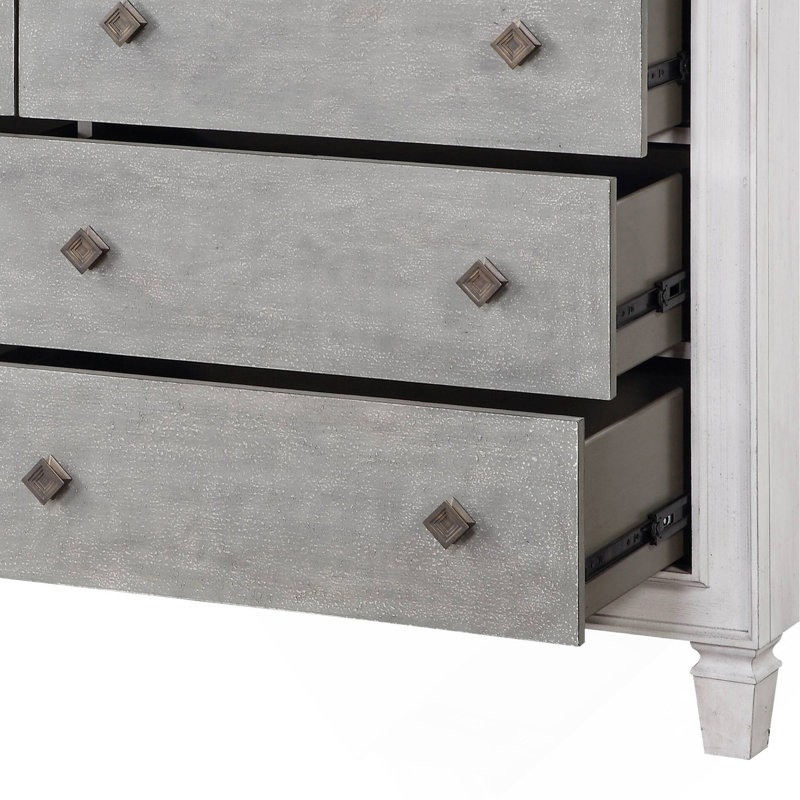 Commode Katia gris rustique et blanc vieilli
