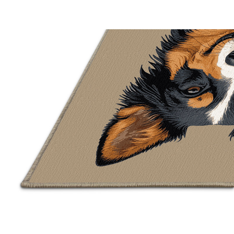  Washable Australian Kelpie Dogs Area Rug, Round 4'