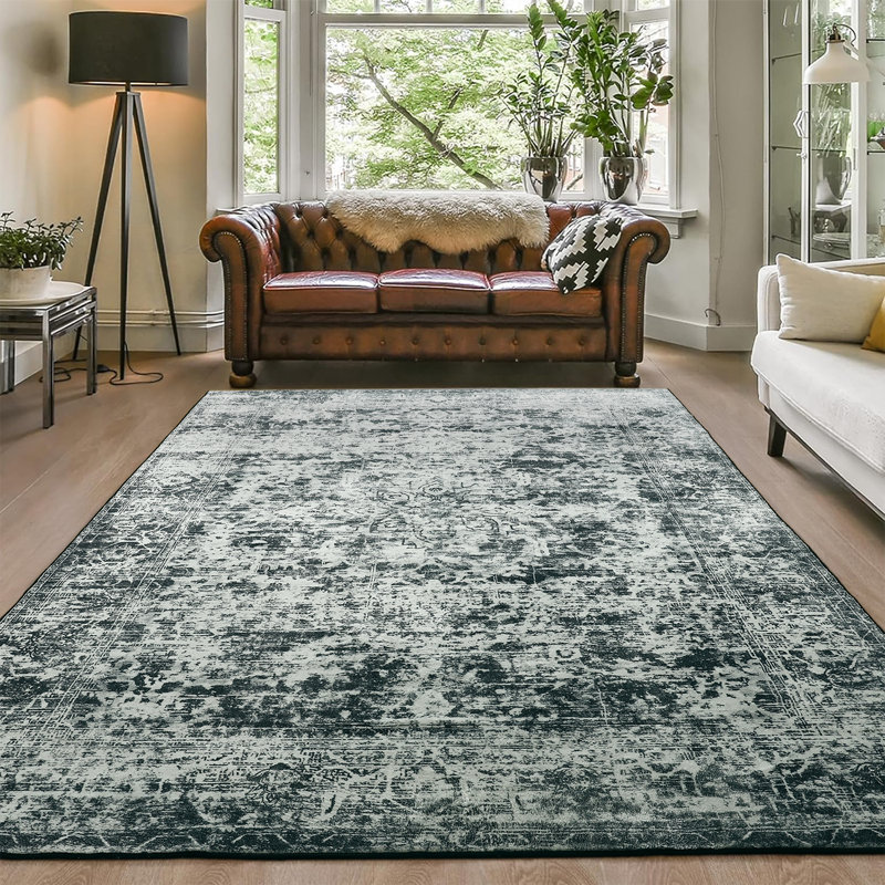 Wymond  Washable Soft Vintage Rug Fashion Floral Rug For Living Room Dorm Decor, Rectangle 9' x 11'
