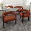 Fauteuil ouvert à dossier ouvert, tissu chenille et élégant, orange, 3 pieds, avec revêtement confortable pour la salle à manger