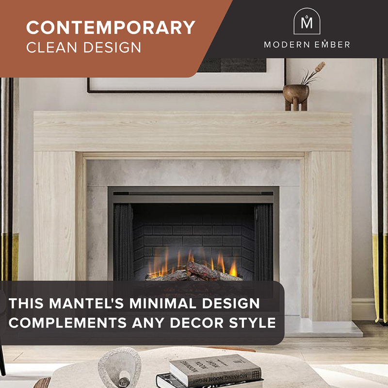 Sabine Contemporary Wood Fireplace Mantel Surround Kit Includes Wooden Mantel Surround And Shelf, 80" L, Unfinished