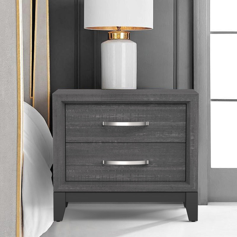 Table de chevet 2 tiroirs Modern, Gris