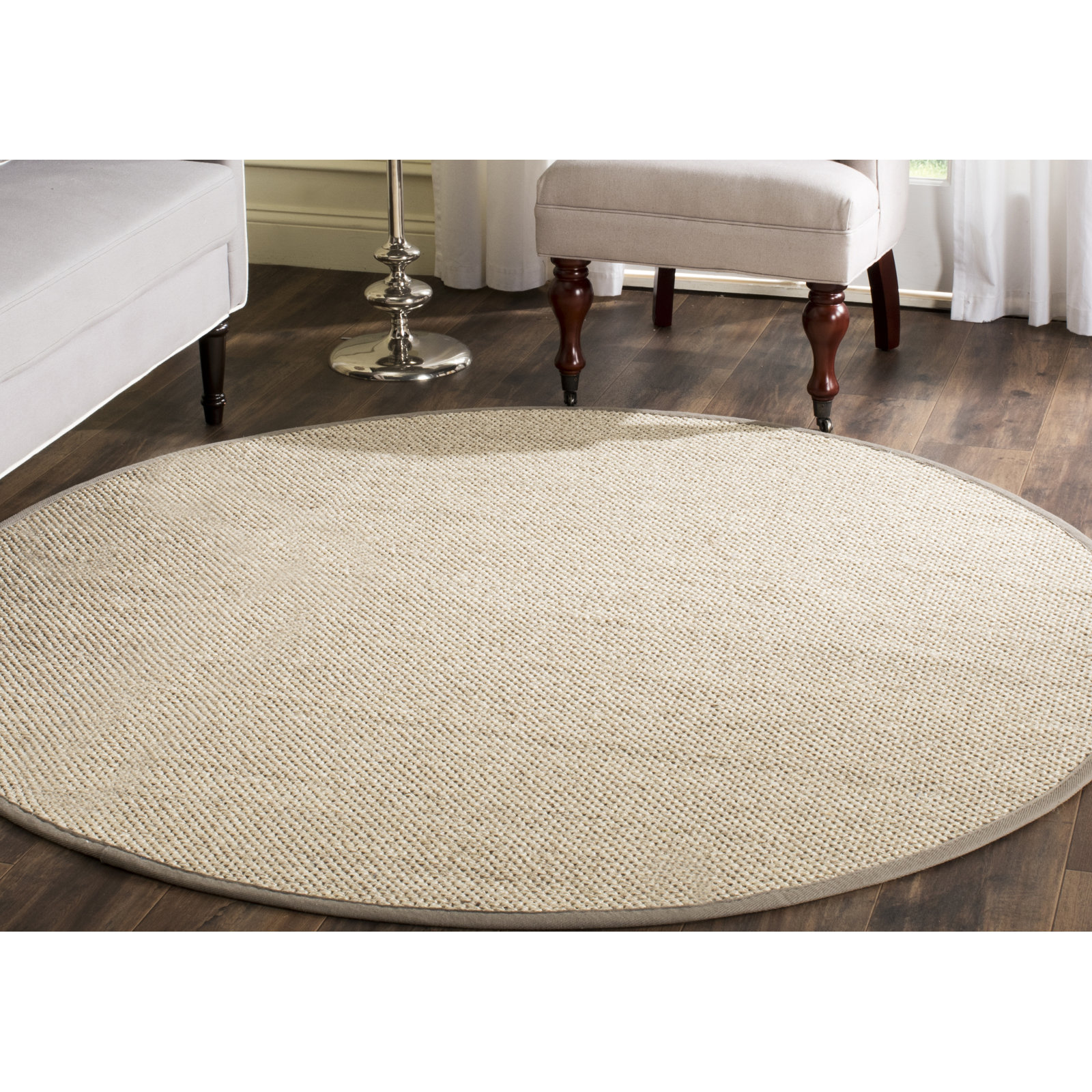 Torbin Marble Khaki Jute Rug, Round 6'