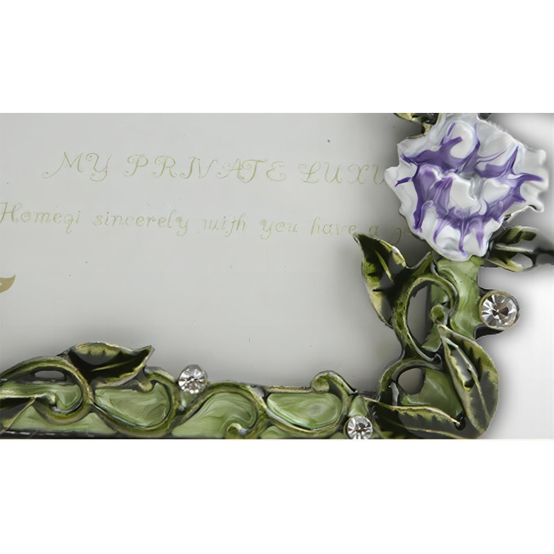 Charming Purple Flower Pattern Rectangle Metal Photo Frame Home Decor Desktop Picture Frame Table Top Frame 3 X 3.5