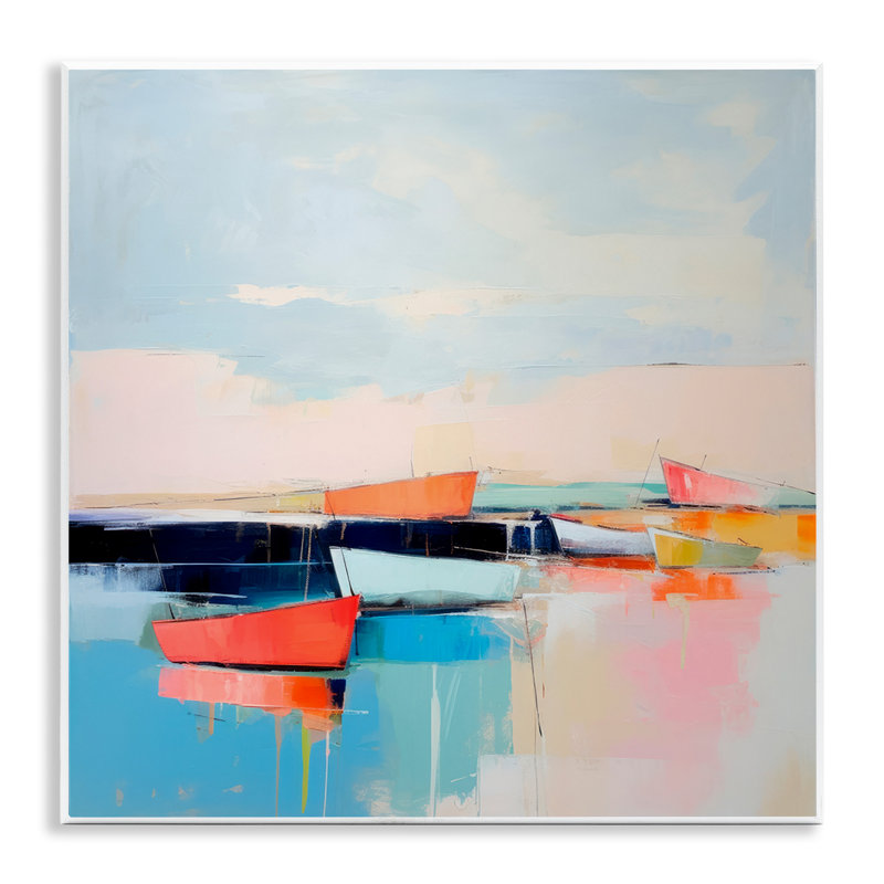 Art mural sur toile, "Vivid Boat Reflection" par Irena Orlov