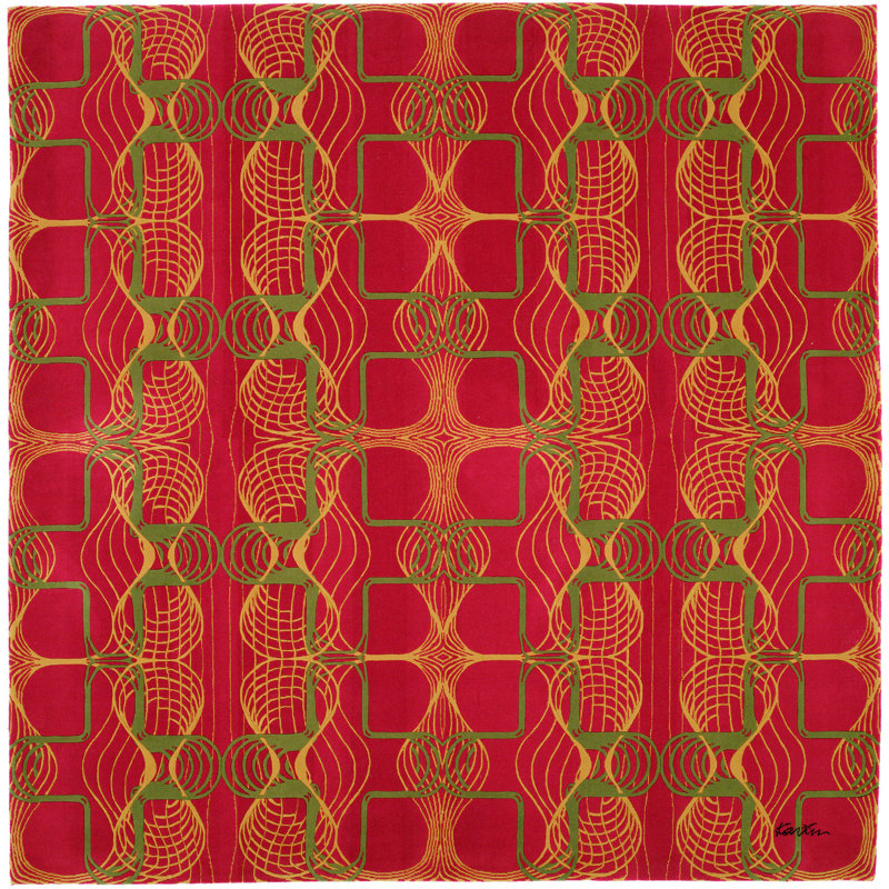 Karim Rashid - 'Myriad Red' Rug 6' X 6'