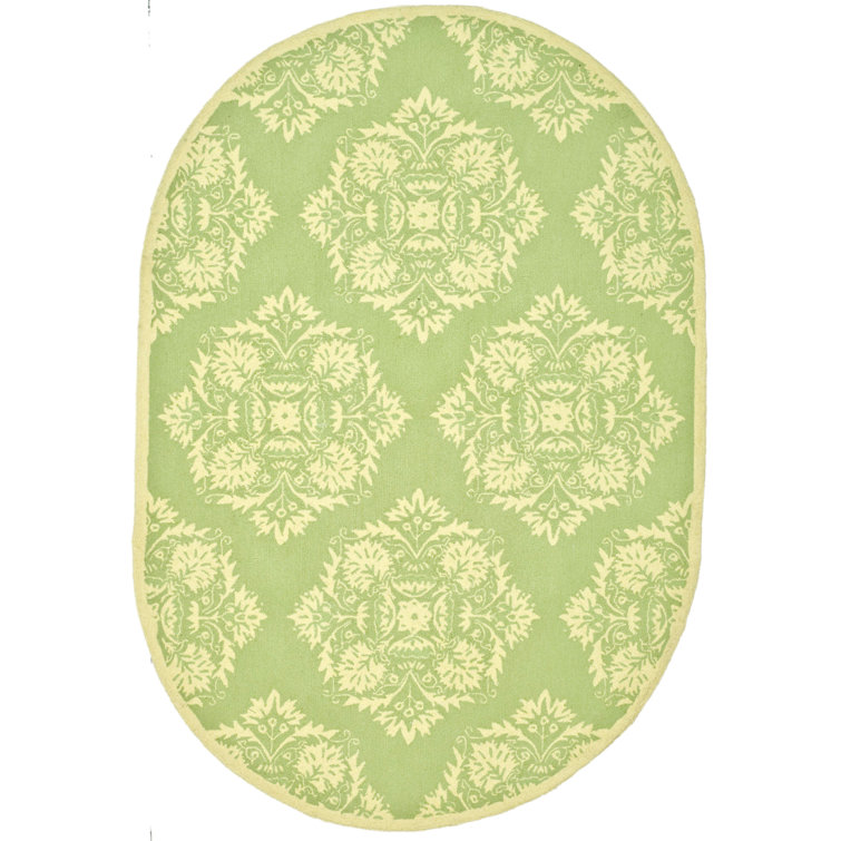 Hollander Floral Hand-Hooked Wool Green Area Rug