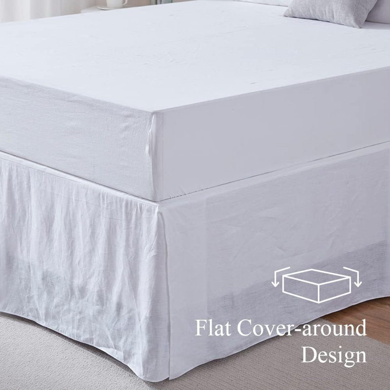 Linen Bed Skirt, Queen, White