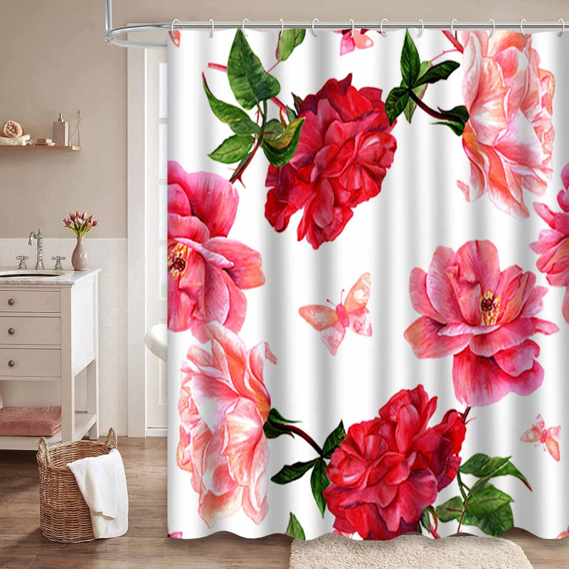 Fleurs colorées et abstraites, fleurs printanières, papillons, rose avec 12 crochets, L 72 po x l 72 po