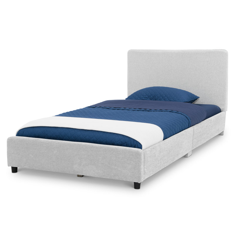 Delta Children Upholstered Twin Size Bed With Headboard, Premium Wood Slat Support, No Box Spring Needed, Easy Assembly, Velvet
