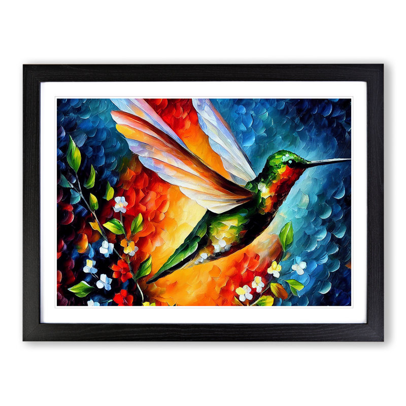 Hummingbird Vol.1 Abstract - Single Picture Frame Print, Black Framed, 34cm H x 46cm W x 2cm D