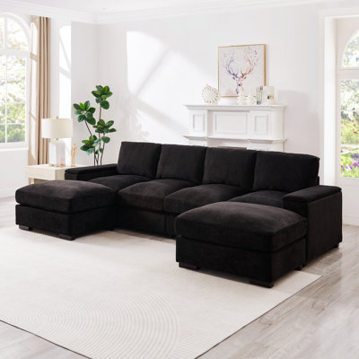 Sectional Sofa With Deep Seating And Movable Ottomans